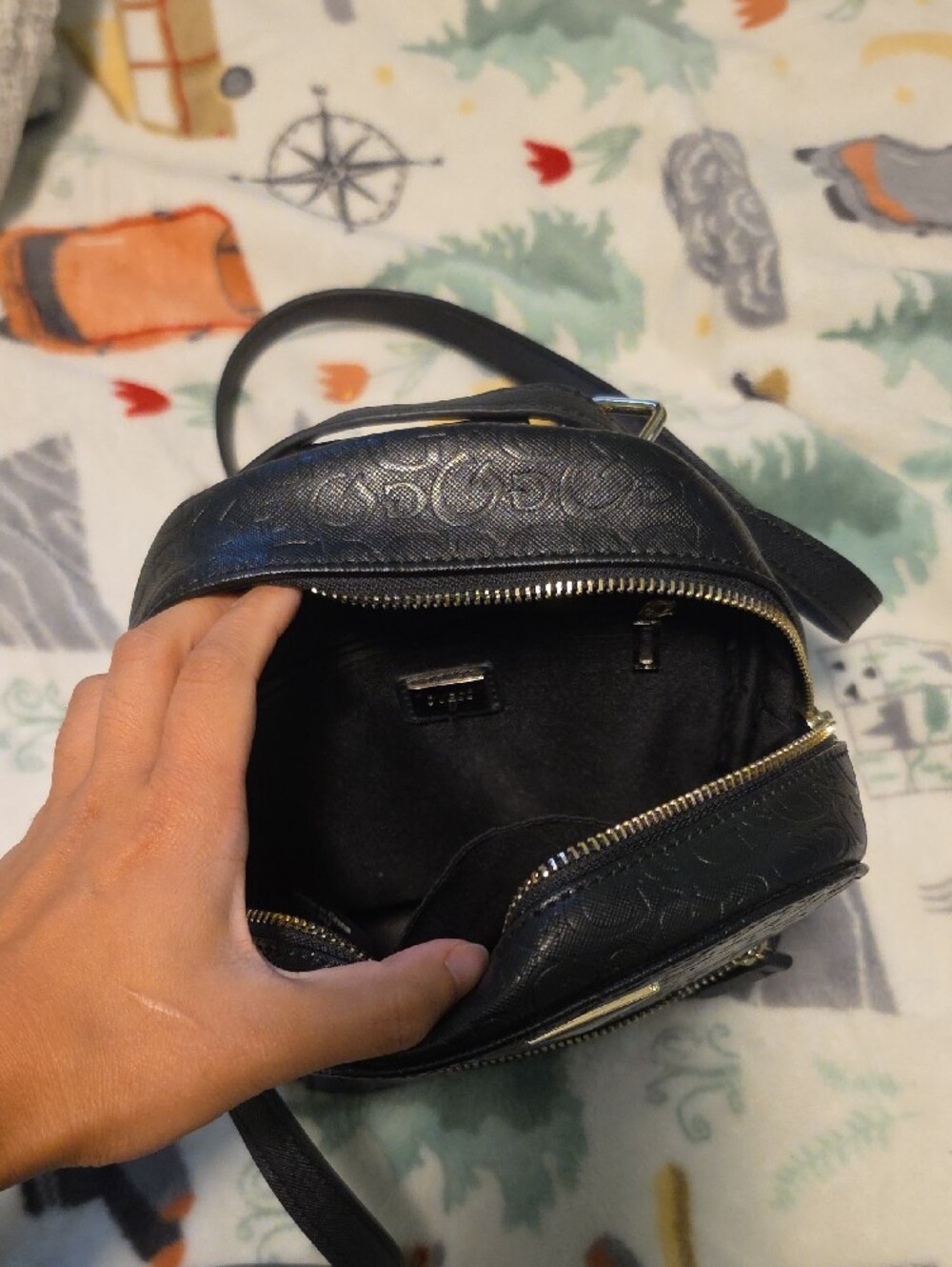 GUESS Black Embossed Logo Mini Backpack - Picture 3 of 3